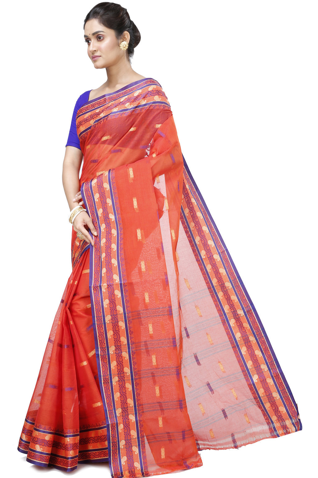 Orange Pure Cotton Gayatri Tant Saree (941)